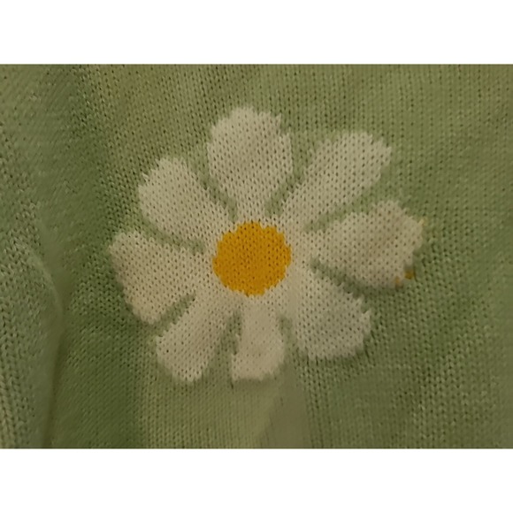 Hazel Moon Hoodie Sweater Womens M Green Daisy Floral Boho Hippie Indie Distress - Picture 5 of 6